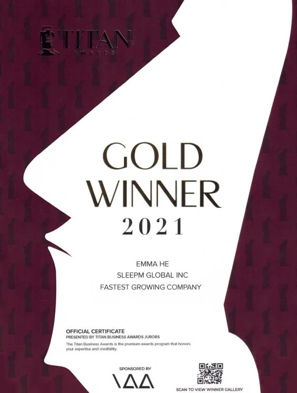 TITAN Business Awards 2021 Gold Winner, Sleepm Global Inc.