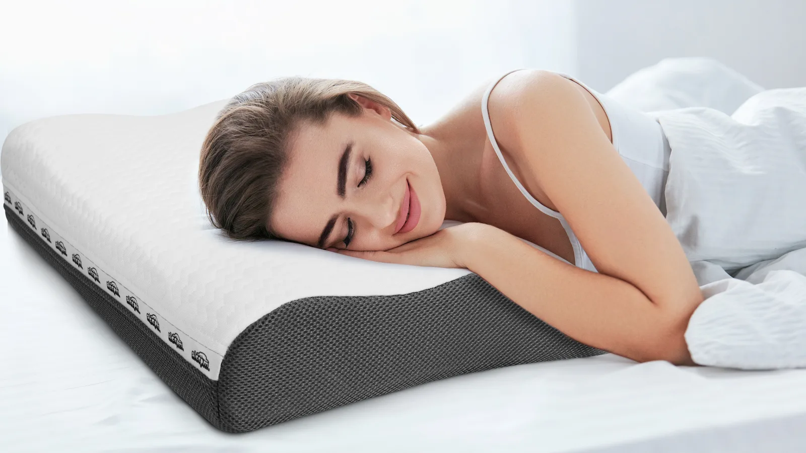 Persona que duerme de lado apoyada en la almohada Sleepm Butterfly